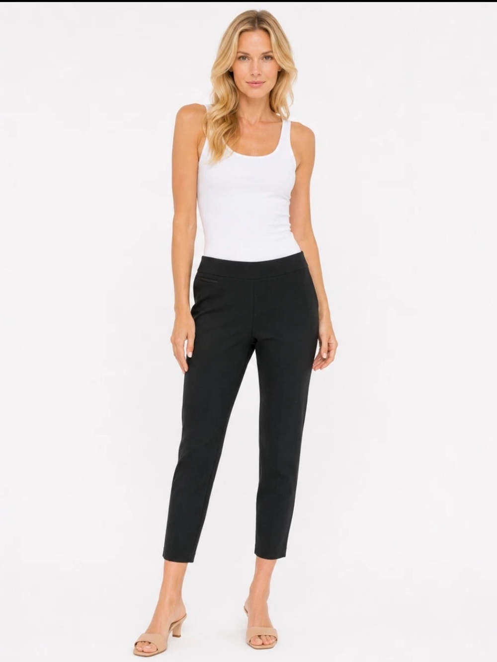 J. Jill Black Ponte Pull on Pants Zip Ankle Hem Skinny Taper Stretch Size XL